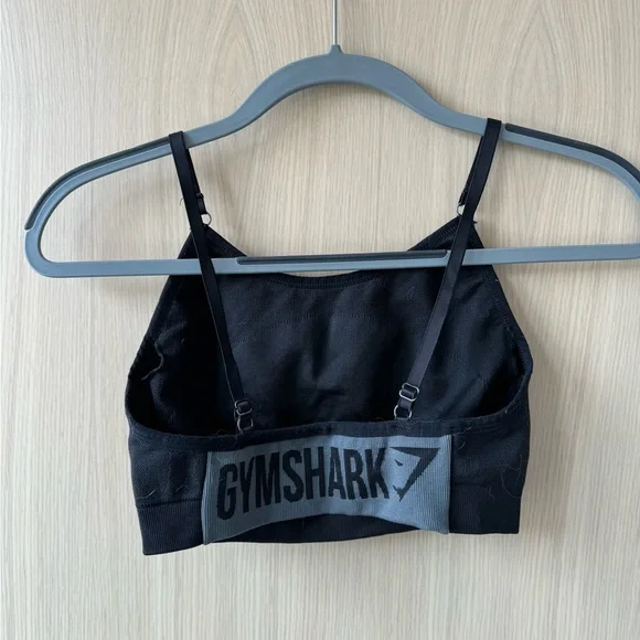 Medium Gymshark Strappy Flex Sports Bra - Black and Charcoal - Picture 8 of 9
